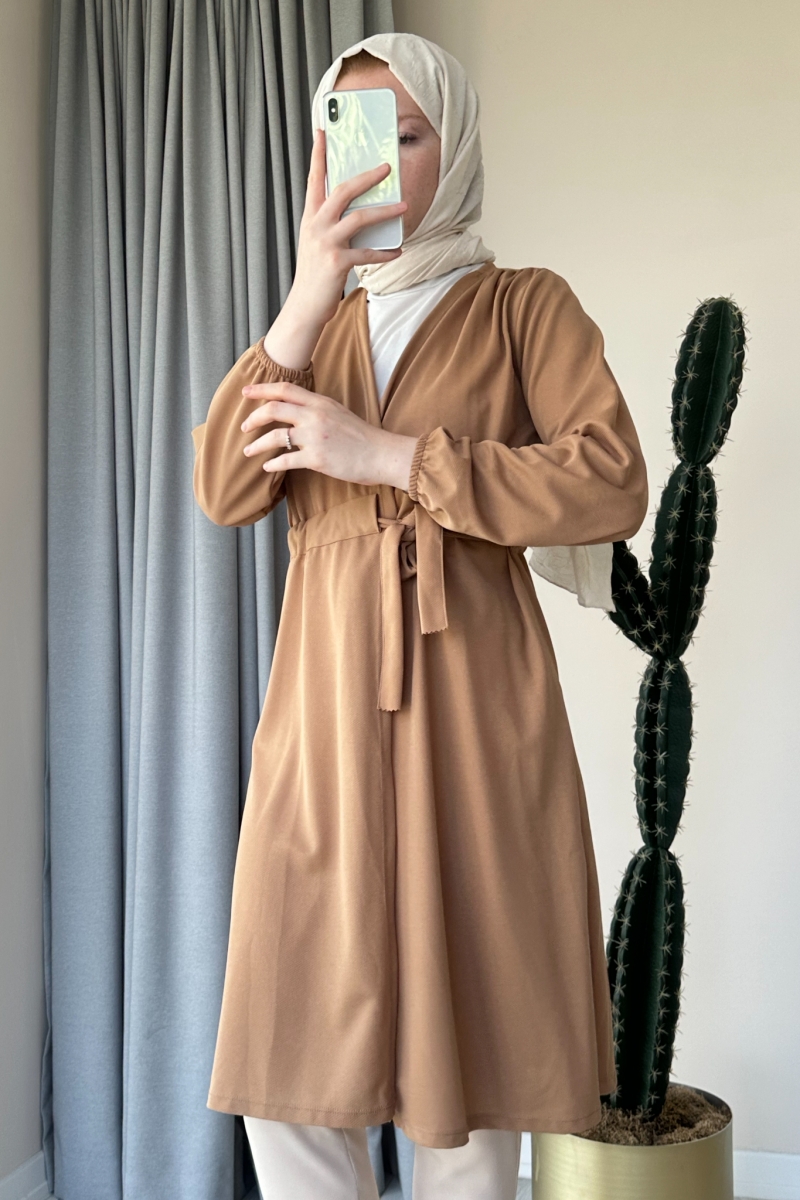 Kuşaklı Camel Kimono  MA139