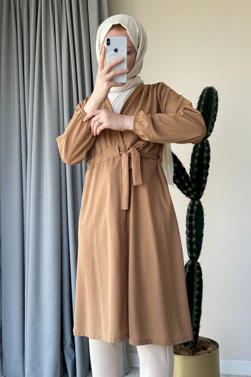 Kuşaklı Camel Kimono  MA139